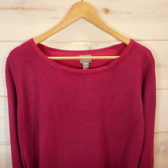 Chico's size 3 Women's XL Sweater Berry Red Wide Neck Cuff Sleeve Holiday - Picture 2 of 10